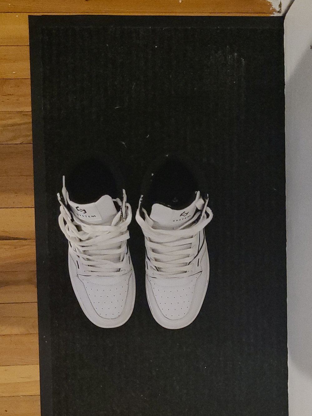 White High-Top System Sneakers with Black Interior